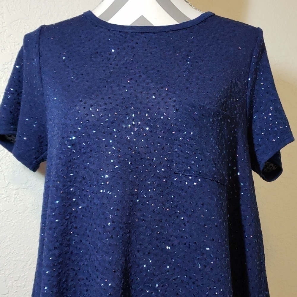 LULAROE Carly sparkly blue dress size S EUC - Picture 2 of 4